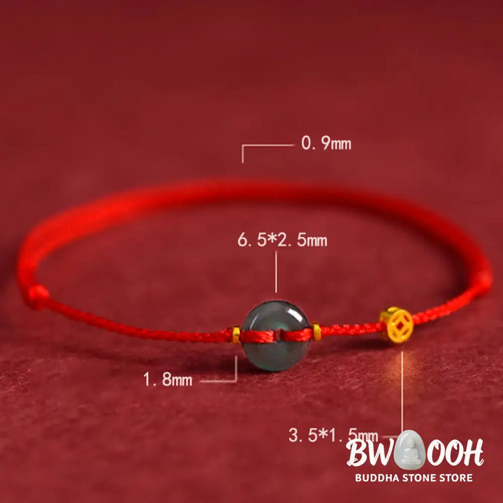 Buddha Stones Peace Buckle Copper Coins Jade Red String Connection Bracelet Anklet - Bracelet Anklet