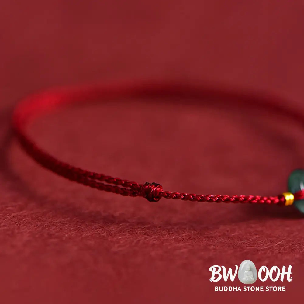 Buddha Stones Peace Buckle Copper Coins Jade Red String Connection Bracelet Anklet - Bracelet Anklet