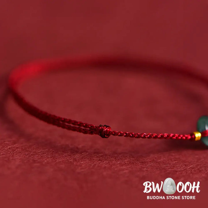 Buddha Stones Peace Buckle Copper Coins Jade Red String Connection Bracelet Anklet - Bracelet Anklet