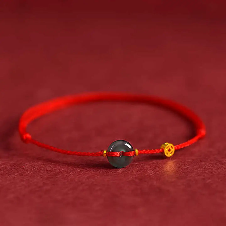 BWOOOH Peace Buckle Copper Coins Jade Red String Connecti