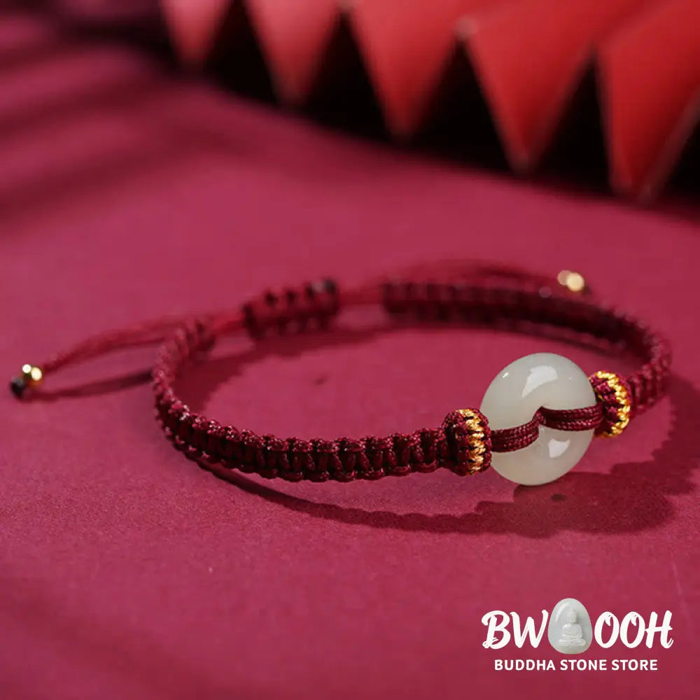 Buddha Stones Peace Buckle Jade Abundance Braided Bracelet - BWOOOH - Bracelet