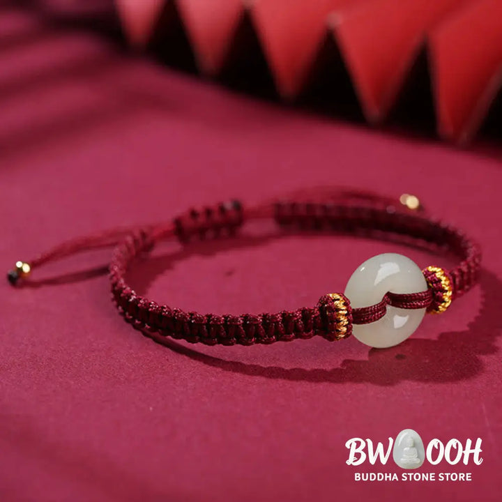 Buddha Stones Peace Buckle Jade Abundance Braided Bracelet - BWOOOH - Bracelet