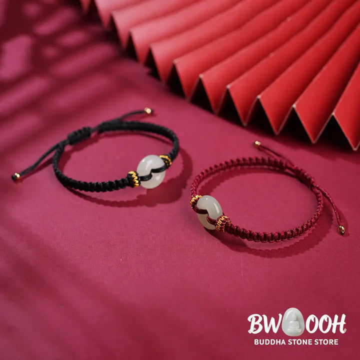 Buddha Stones Peace Buckle Jade Abundance Braided Bracelet - BWOOOH - Bracelet