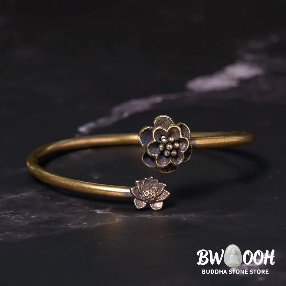 Buddha Stones Peach Blossom Copper Brass Healing Bracelet Bangle - BWOOOH - Bracelet Bangle