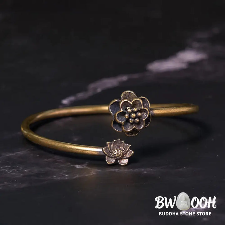 Buddha Stones Peach Blossom Copper Brass Healing Bracelet Bangle - BWOOOH - Bracelet Bangle