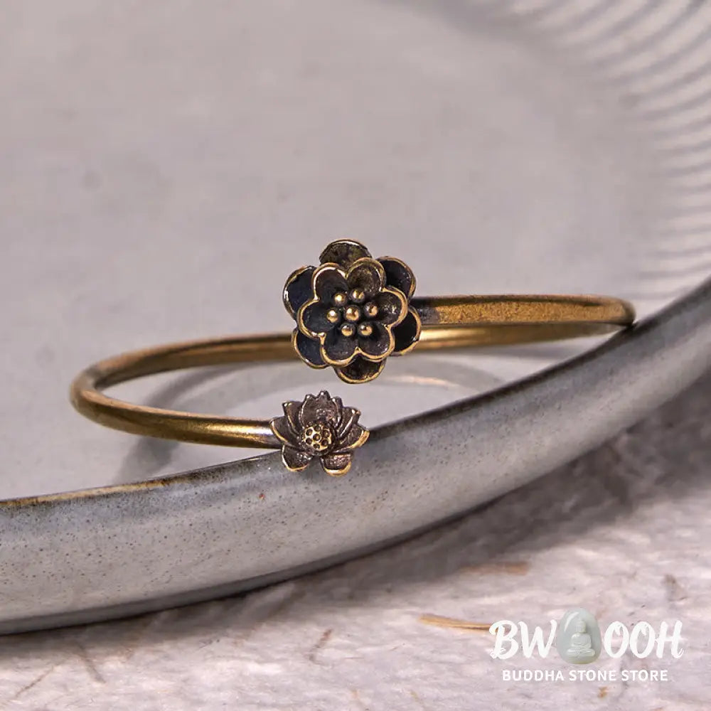 Buddha Stones Peach Blossom Copper Brass Healing Bracelet Bangle - BWOOOH - Bracelet Bangle