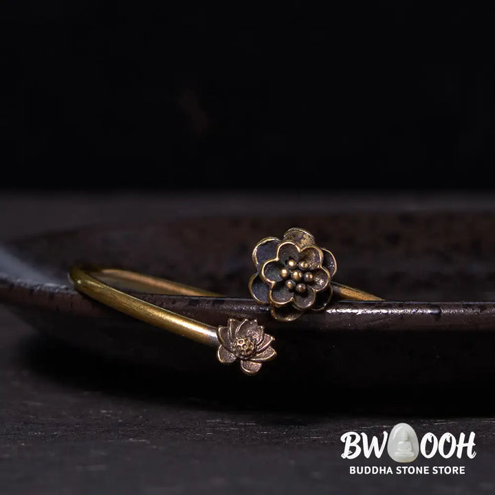 Buddha Stones Peach Blossom Copper Brass Healing Bracelet Bangle - BWOOOH - Bracelet Bangle