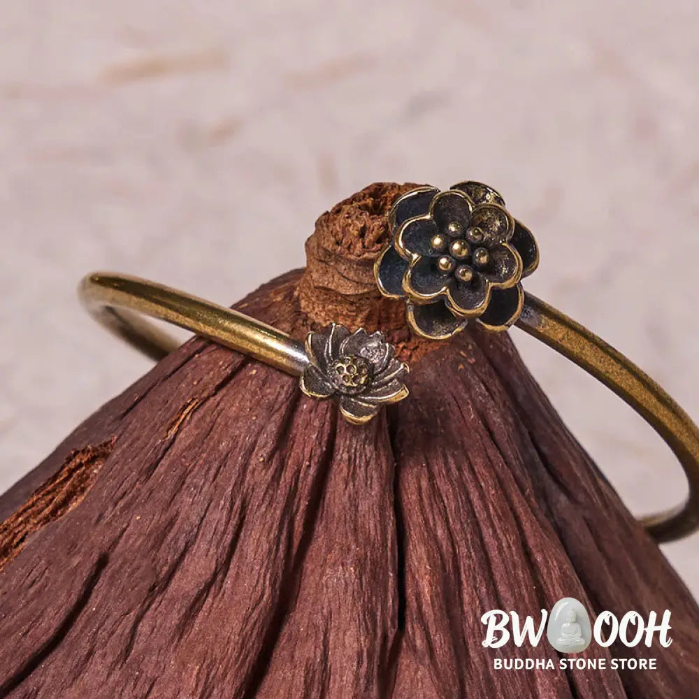 Buddha Stones Peach Blossom Copper Brass Healing Bracelet Bangle - BWOOOH - Bracelet Bangle