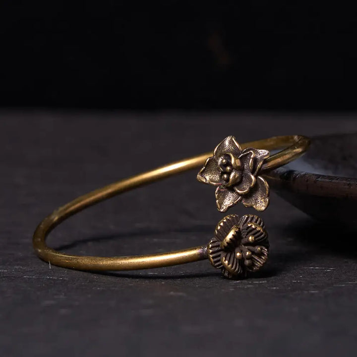 Buddha Stones Peach Blossom Copper Brass Healing Bracelet Bangle - BWOOOH - Peach Blossom Copper(Wrist Circumference: