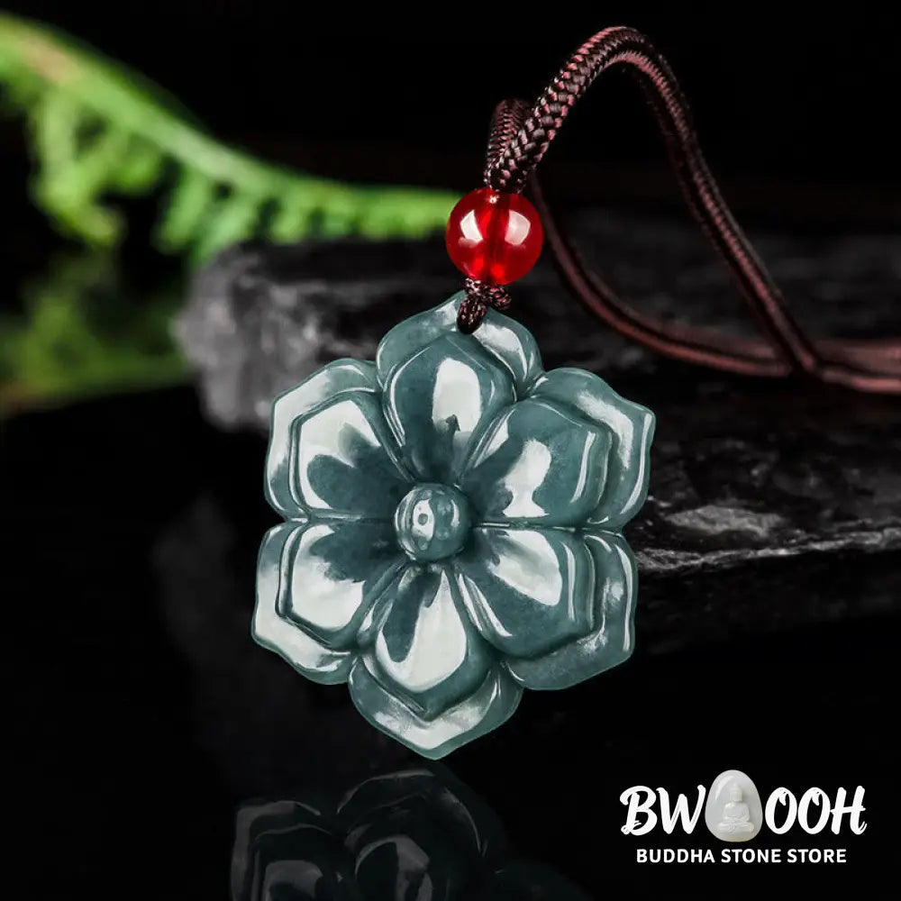 Buddha Stones Peach Blossom Jade Prosperity Necklace Pendants - BWOOOH - Jade - Necklaces &amp; Pendants