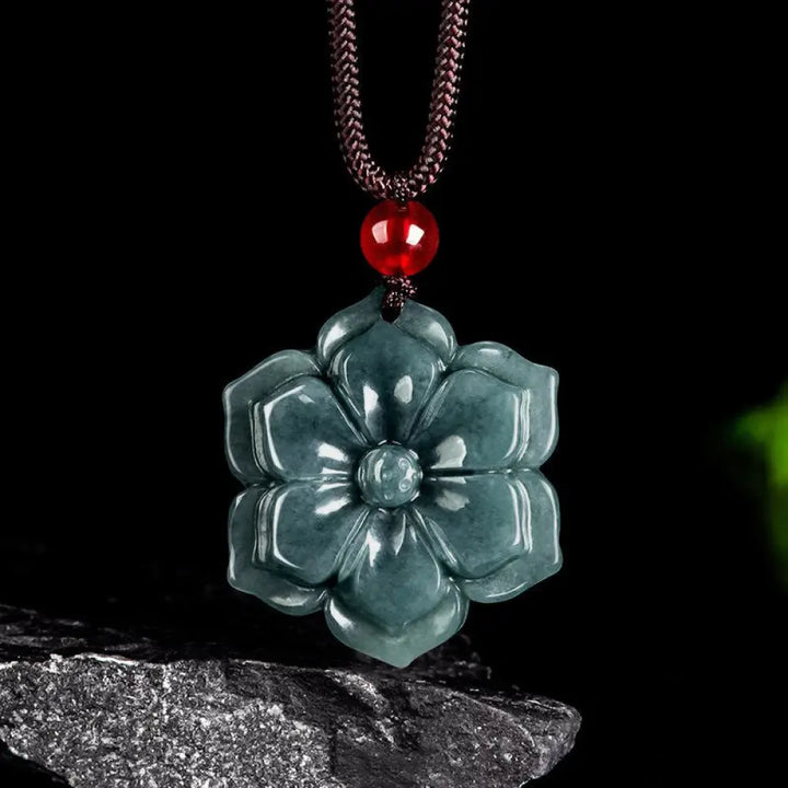 Buddha Stones Peach Blossom Jade Prosperity Necklace Pendants - BWOOOH - Jade - Necklaces &amp; Pendants