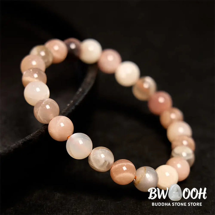 Buddha Stones Peach Moonstone Healing Bracelet - BWOOOH - Peach Moonstone(Wrist Circumference: 14-16cm) - Bracelet