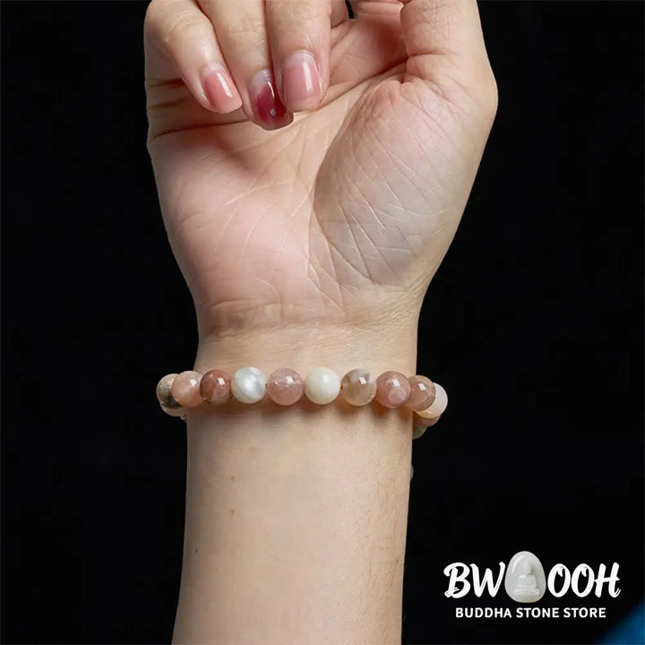 Buddha Stones Peach Moonstone Healing Bracelet - BWOOOH - Peach Moonstone(Wrist Circumference: 14-16cm) - Bracelet
