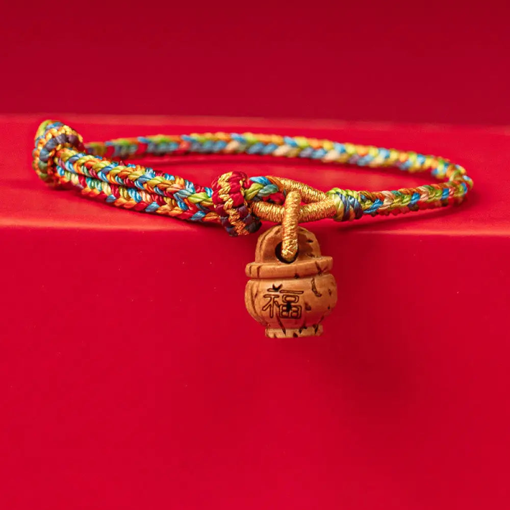 BWOOOH Peach Wood Fu Character Safe And Well Wealth Bracelet - BWOOOH - Fu Character / 12-13cm - Bracelet