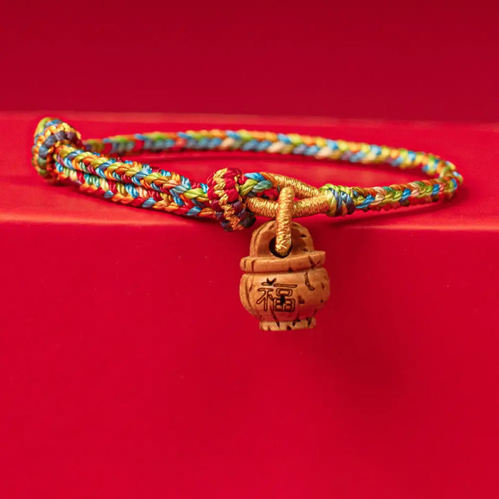BWOOOH Peach Wood Fu Character Safe And Well Wealth Bracelet - BWOOOH - Fu Character / 12-13cm - Bracelet