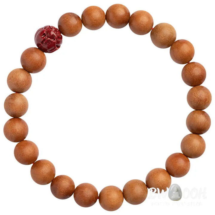 Buddha Stones Peach Wood Lotus Cinnabar Luck Wealth Bracelet - BWOOOH - Bracelet