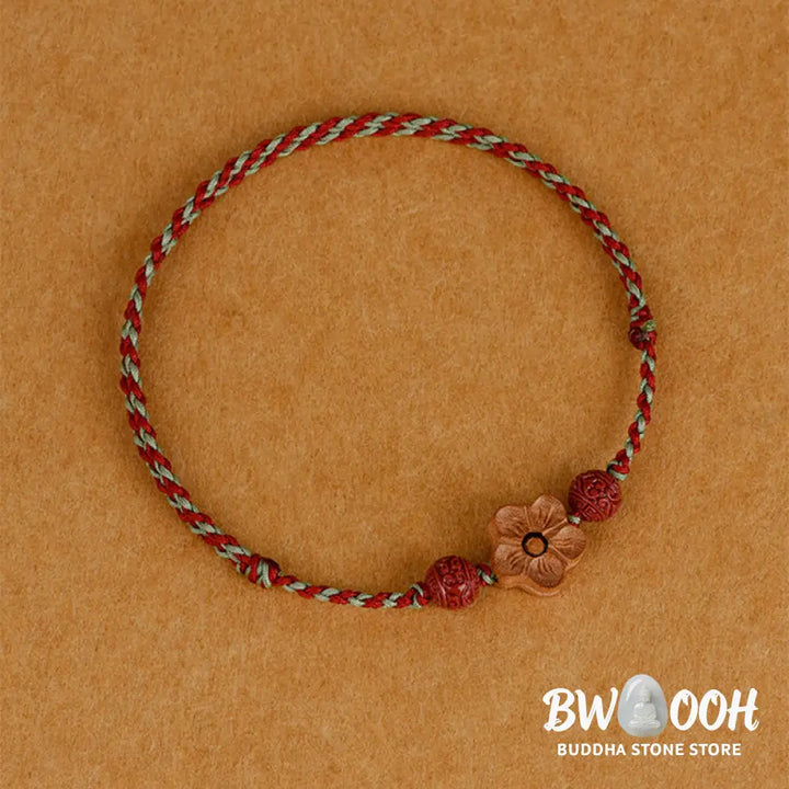 Buddha Stones Peach Wood Small Peach Blossom Cinnabar Wealth String Bracelet Anklet - BWOOOH - Bracelet Anklet