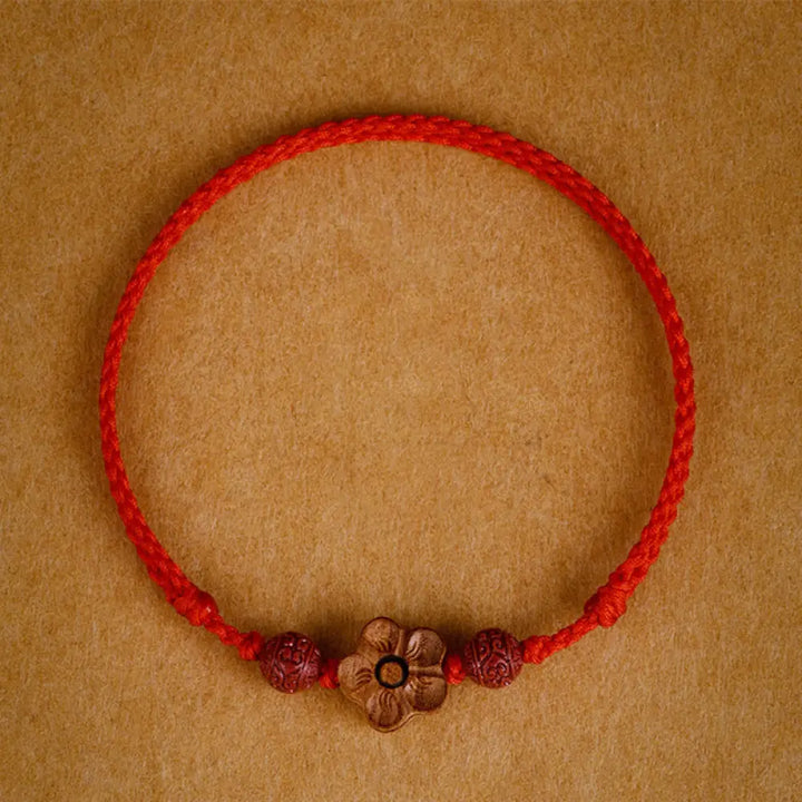 BWOOOH Peach Wood Small Peach Blossom Cinnabar Wealth String Bracelet Anklet - BWOOOH - Red / Bracelet(Wrist