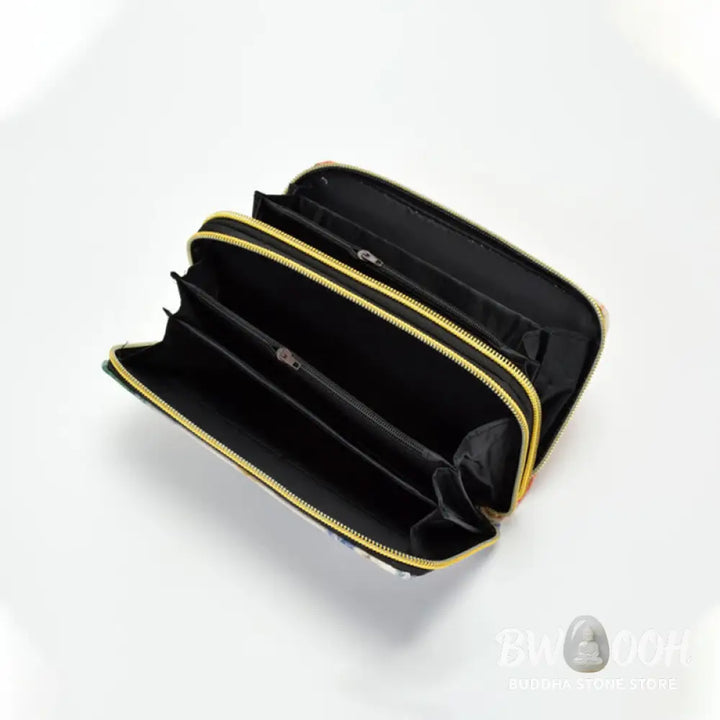Buddha Stones Peacock Double-sided Embroidery Cash Holder Wallet Shopping Purse - Bag