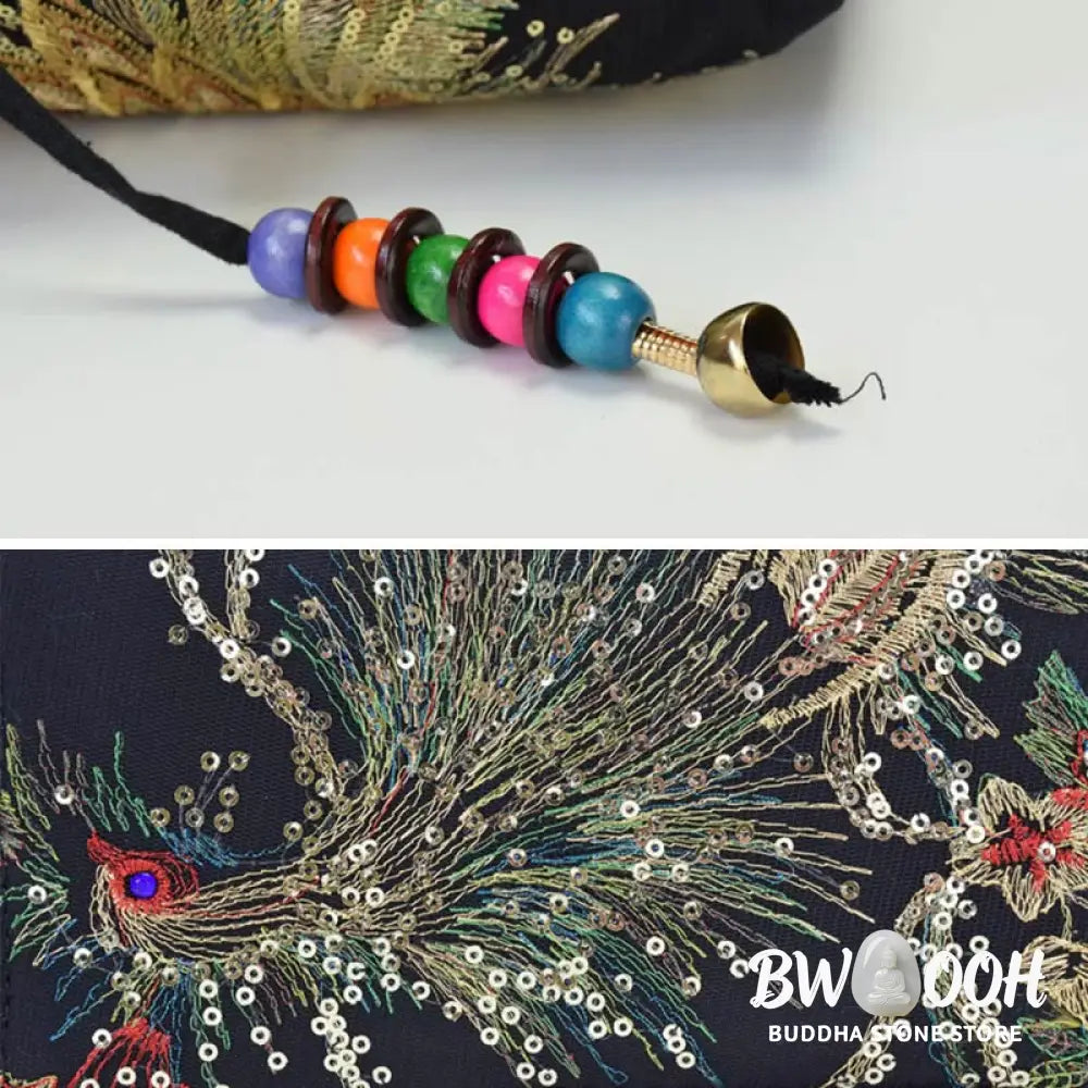 Buddha Stones Peacock Double-sided Embroidery Tote Bag Shoulder Bag Crossbody Bag - Bag