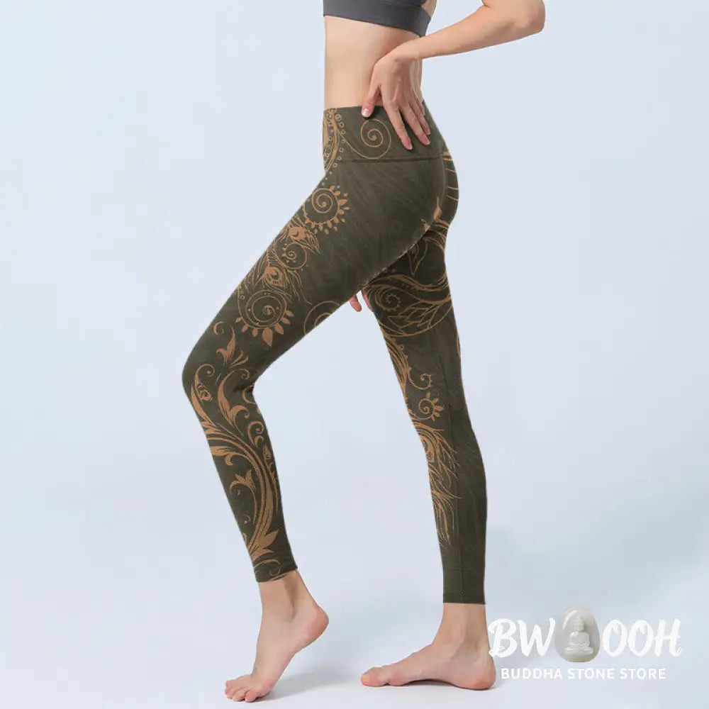 BWOOOH peacock print yoga leggings - Peacock Feather Print Gym Leggings Women