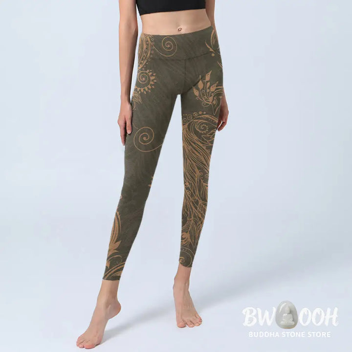 BWOOOH peacock print yoga leggings - Peacock Feather Print Gym Leggings Women