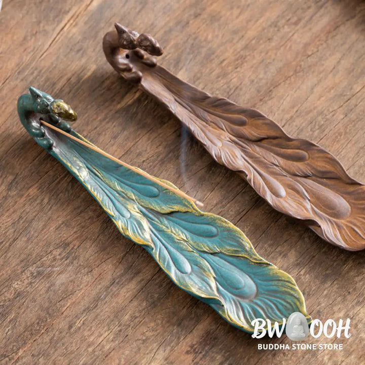 Buddha Stones Peacock Shape Fortune Home Decoration Incense Burner - Incense Burner