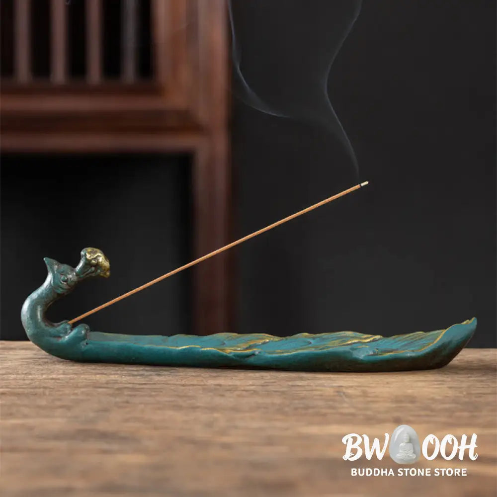 Buddha Stones Peacock Shape Fortune Home Decoration Incense Burner - Incense Burner