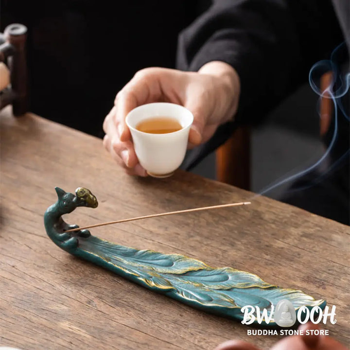 Buddha Stones Peacock Shape Fortune Home Decoration Incense Burner - Incense Burner