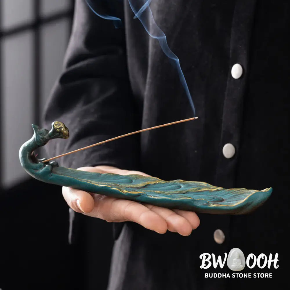 Buddha Stones Peacock Shape Fortune Home Decoration Incense Burner - Incense Burner