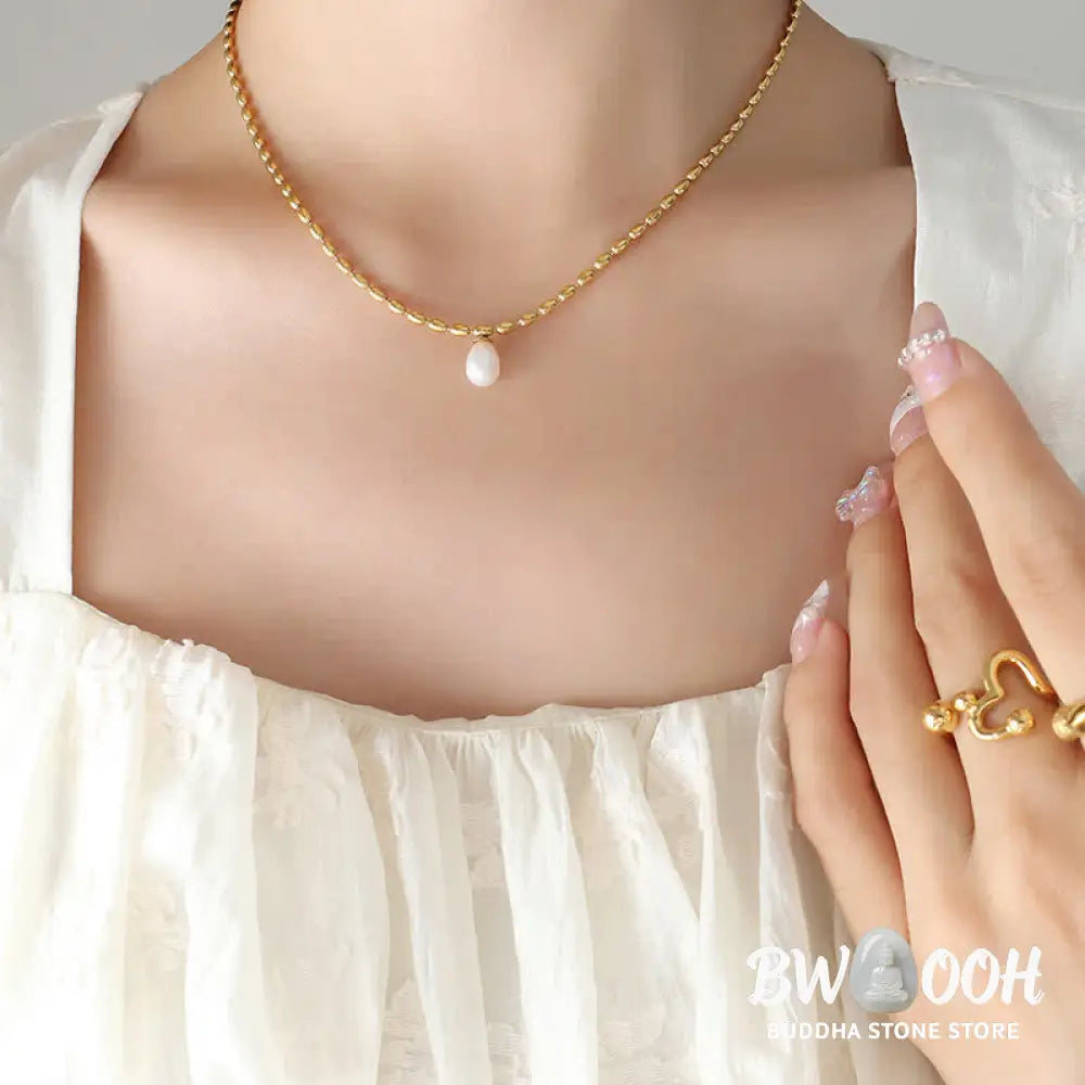 Buddha Stones Pearl Bead Peace Necklace Pendant - BWOOOH - Pearl (Happiness ♥ Calm) - Necklaces &amp; Pendants