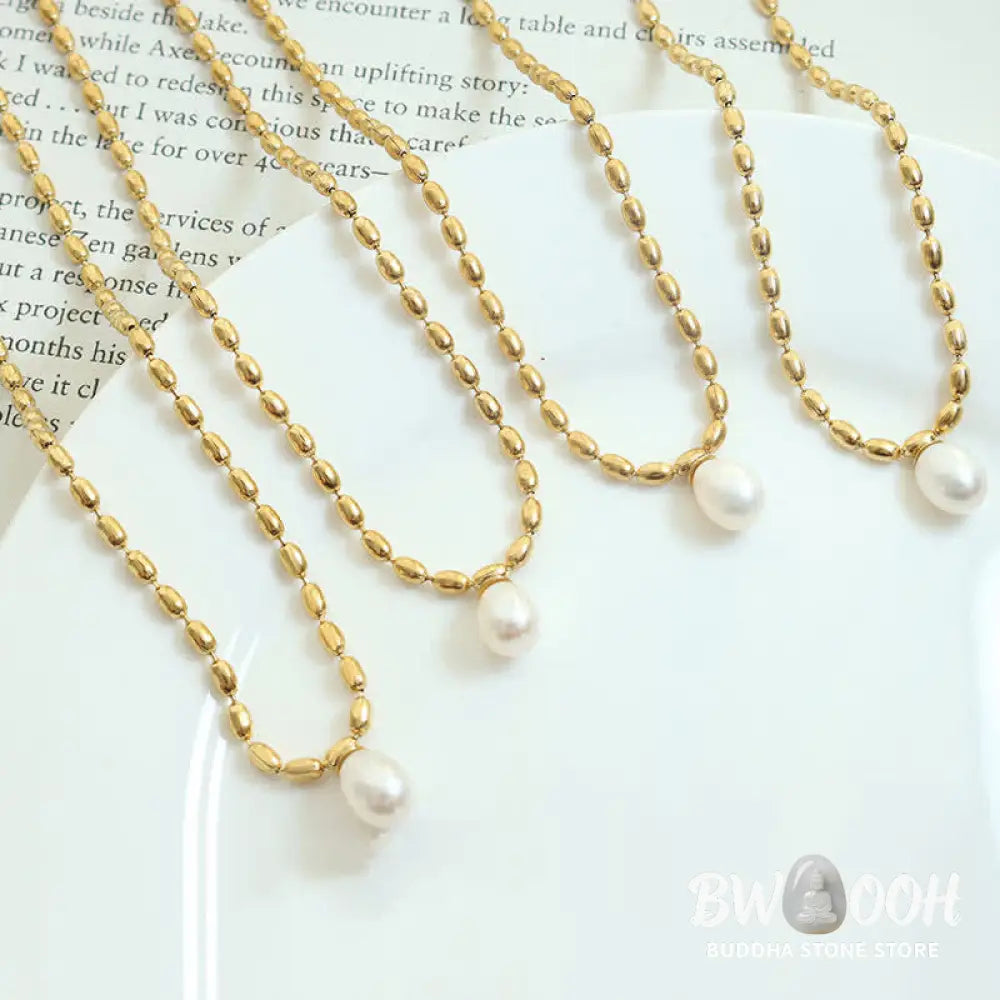 Buddha Stones Pearl Bead Peace Necklace Pendant - BWOOOH - Pearl (Happiness ♥ Calm) - Necklaces &amp; Pendants