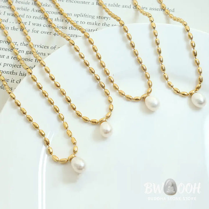 Buddha Stones Pearl Bead Peace Necklace Pendant - BWOOOH - Pearl (Happiness ♥ Calm) - Necklaces &amp; Pendants