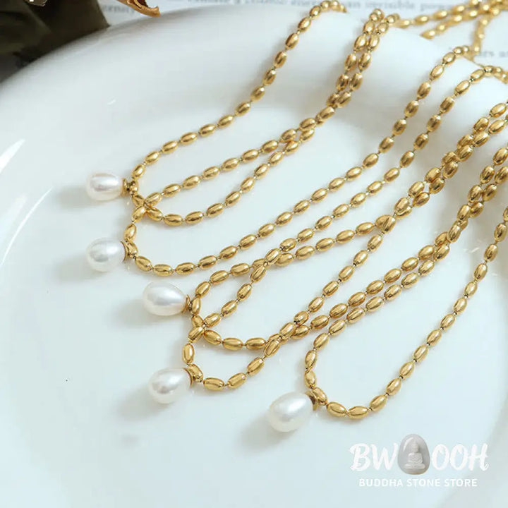 Buddha Stones Pearl Bead Peace Necklace Pendant - BWOOOH - Pearl (Happiness ♥ Calm) - Necklaces &amp; Pendants