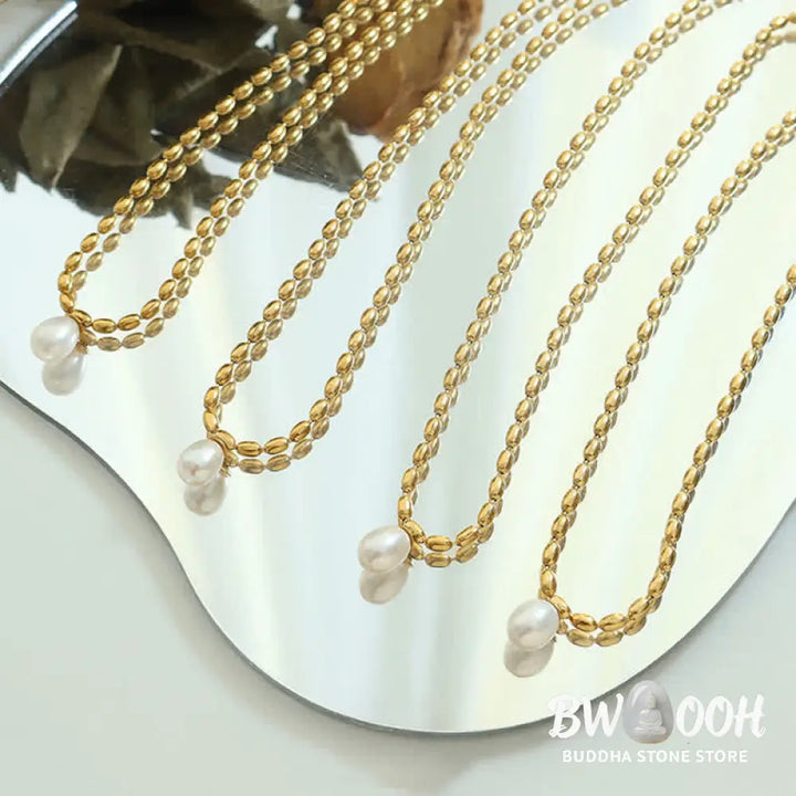 Buddha Stones Pearl Bead Peace Necklace Pendant - BWOOOH - Pearl (Happiness ♥ Calm) - Necklaces &amp; Pendants