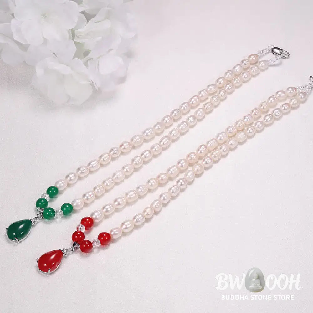 Buddha Stones Pearl Bead Waterdrop Calm Peace Necklace Pendant - BWOOOH - Necklaces &amp; Pendants