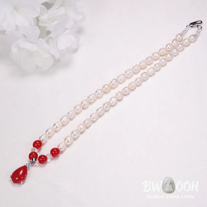 Buddha Stones Pearl Bead Waterdrop Calm Peace Necklace Pendant - BWOOOH - Necklaces &amp; Pendants