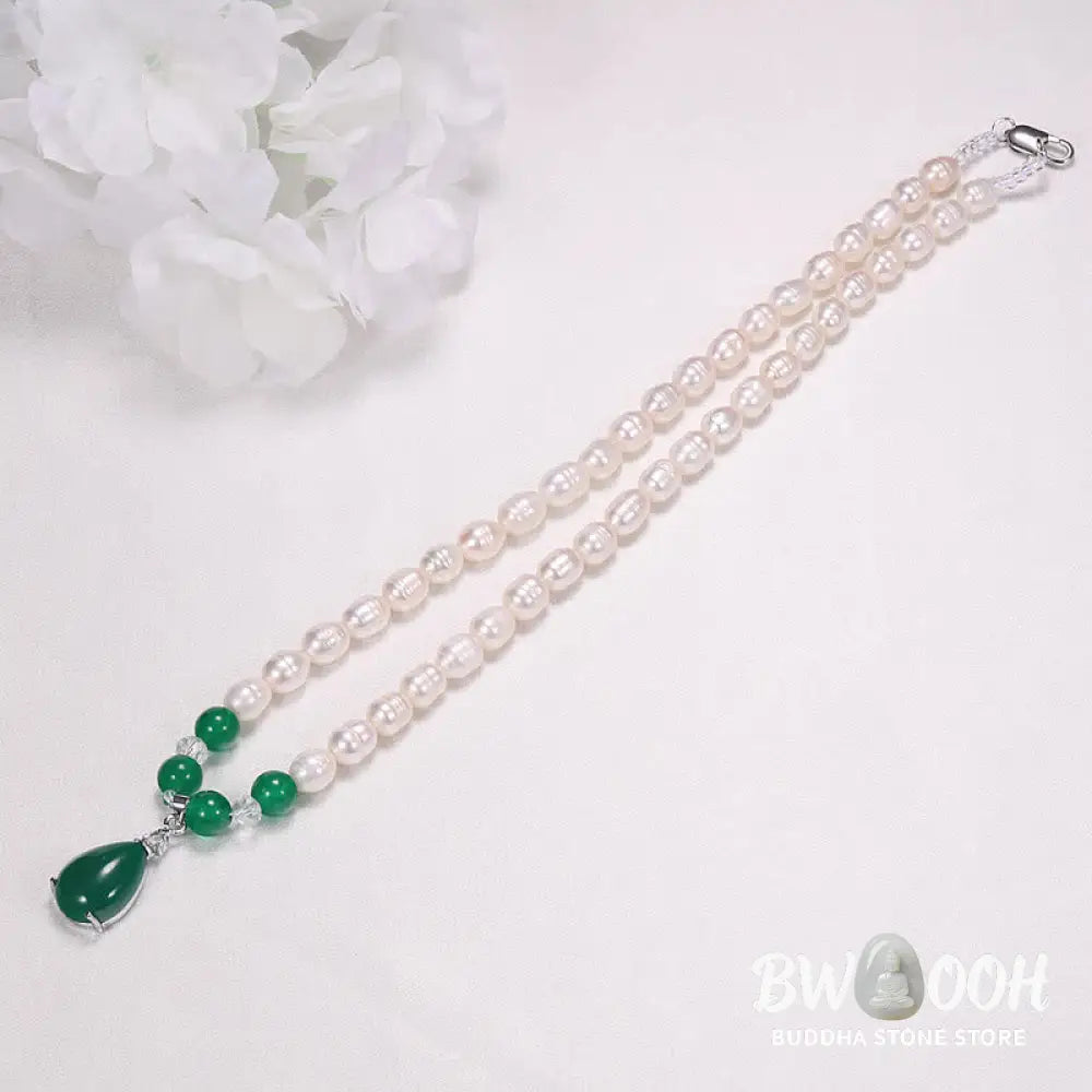 Buddha Stones Pearl Bead Waterdrop Calm Peace Necklace Pendant - BWOOOH - Necklaces &amp; Pendants