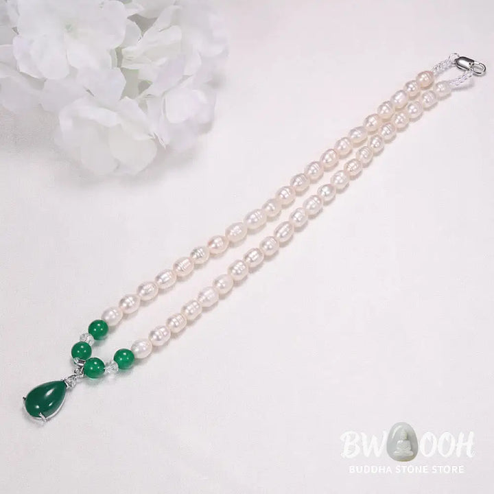 Buddha Stones Pearl Bead Waterdrop Calm Peace Necklace Pendant - BWOOOH - Necklaces &amp; Pendants