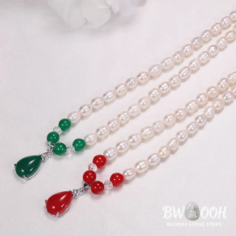 Buddha Stones Pearl Bead Waterdrop Calm Peace Necklace Pendant - BWOOOH - Necklaces & Pendants