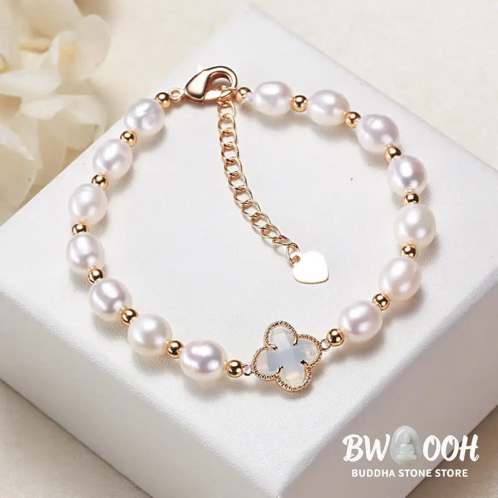 Buddha Stones Pearl Four Leaf Clover Wealth Chain Bracelet - BWOOOH - Bracelet