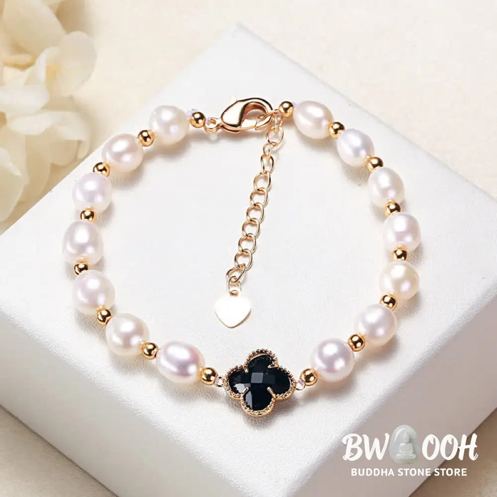 Buddha Stones Pearl Four Leaf Clover Wealth Chain Bracelet - BWOOOH - Bracelet
