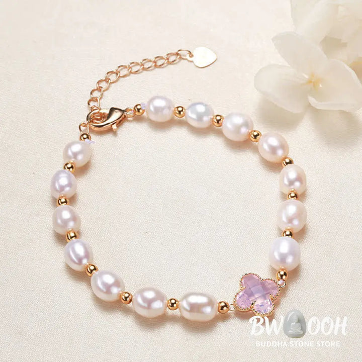 Buddha Stones Pearl Four Leaf Clover Wealth Chain Bracelet - BWOOOH - Bracelet
