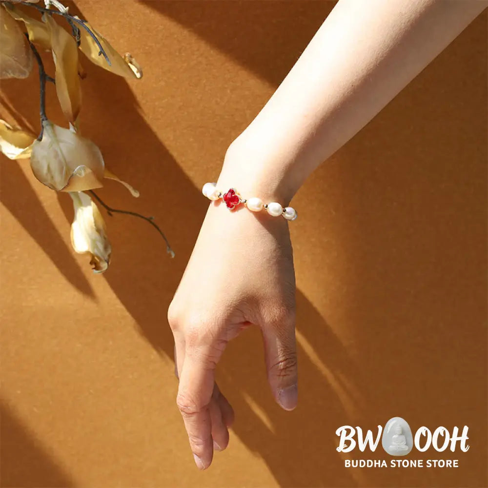 Buddha Stones Pearl Four Leaf Clover Wealth Chain Bracelet - BWOOOH - Bracelet