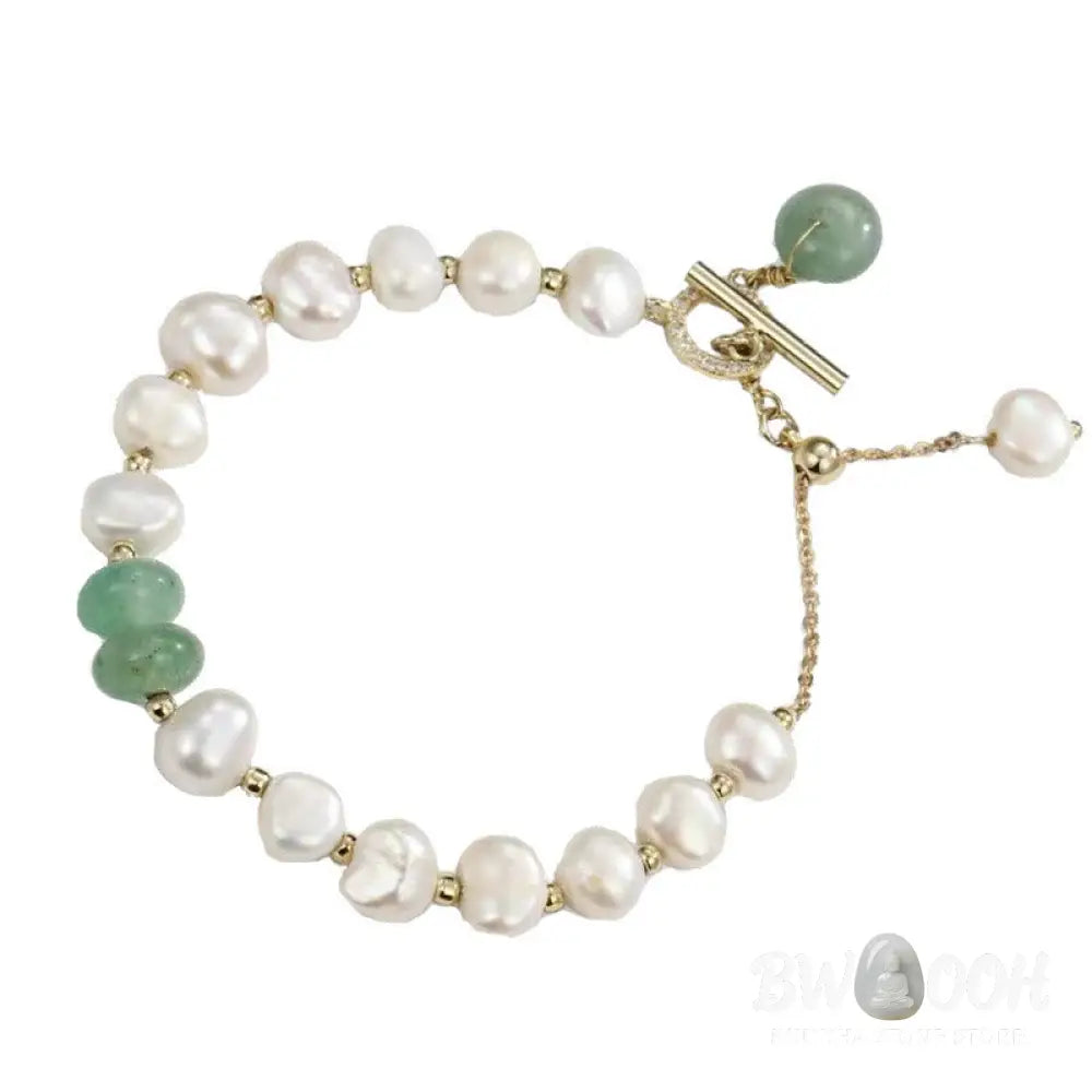 Buddha Stones Pearl Green Strawberry Quartz Bead Healing Chain Bracelet - BWOOOH - Bracelet