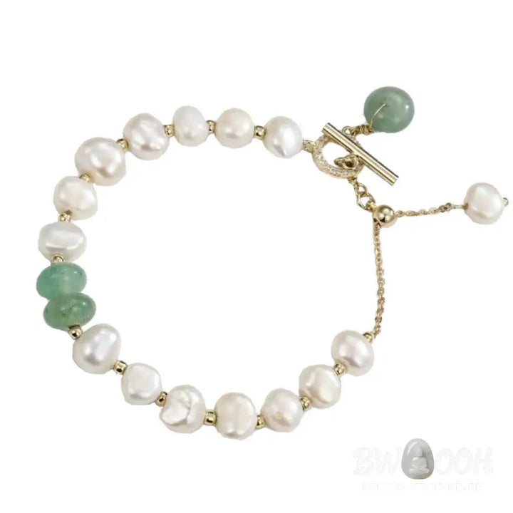 Buddha Stones Pearl Green Strawberry Quartz Bead Healing Chain Bracelet - BWOOOH - Bracelet
