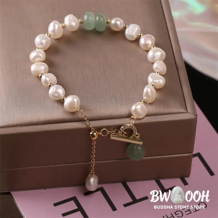 Buddha Stones Pearl Green Strawberry Quartz Bead Healing Chain Bracelet - BWOOOH - Bracelet