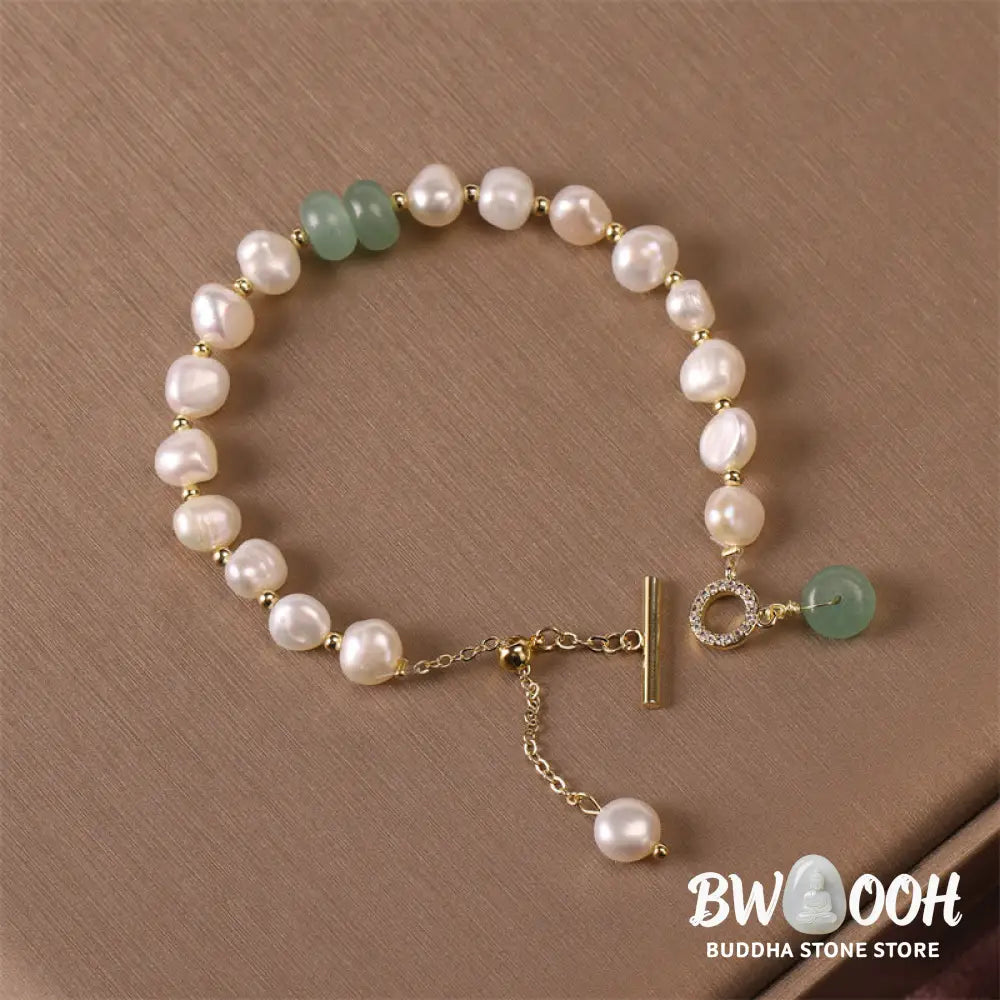 Buddha Stones Pearl Green Strawberry Quartz Bead Healing Chain Bracelet - BWOOOH - Bracelet