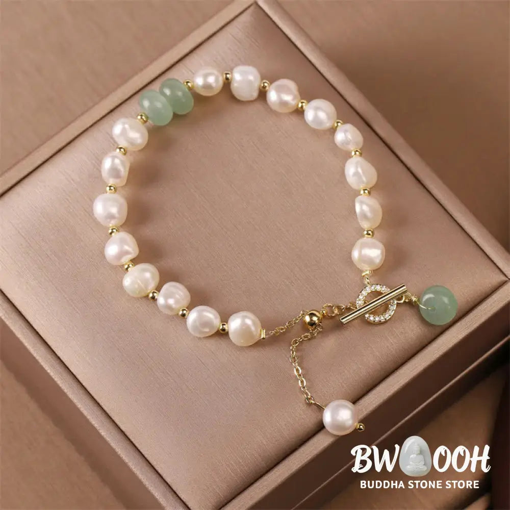 Buddha Stones Pearl Green Strawberry Quartz Bead Healing Chain Bracelet - BWOOOH - Bracelet