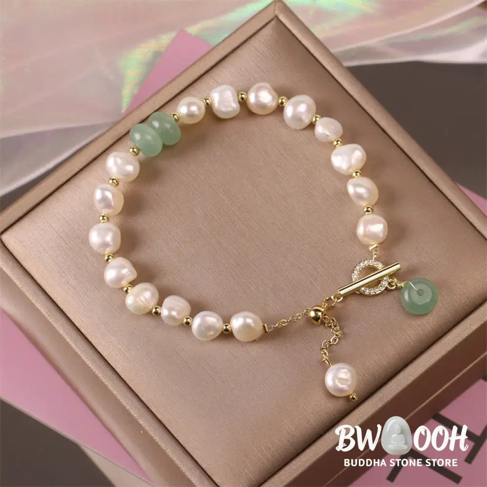 Buddha Stones Pearl Green Strawberry Quartz Bead Healing Chain Bracelet - BWOOOH - Bracelet